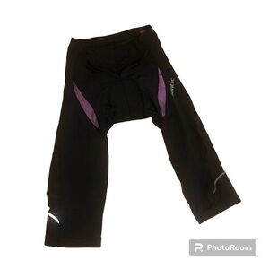 Women’s Santic padded 3/4 cycling pants Small Black and‎ purple bicycle riding